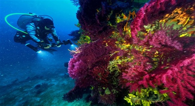 Su altı sanatçıları Ayvalık ın kırmızı mercanlarını görüntüledi